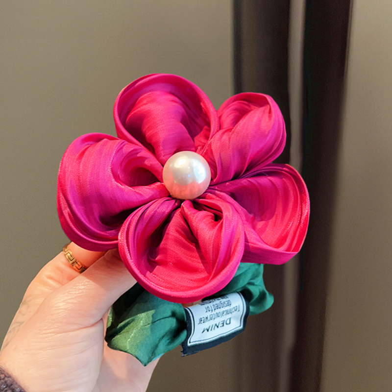 春夏花朵珍珠发圈高级感网红日式发绳2025新款低T马尾发绳皮筋扎