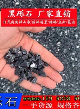 广东黑色砾石碎石子别p墅花园铺路石庭院枯山水石子露营景观造景