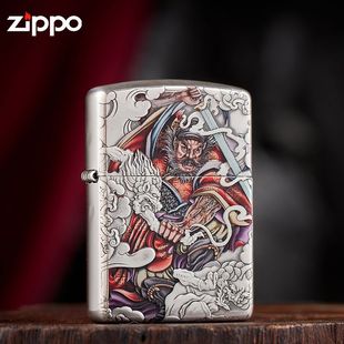 Zippo官方打火机天师钟馗盔甲机浮雕包银彩绘耐磨防刮送男友礼物