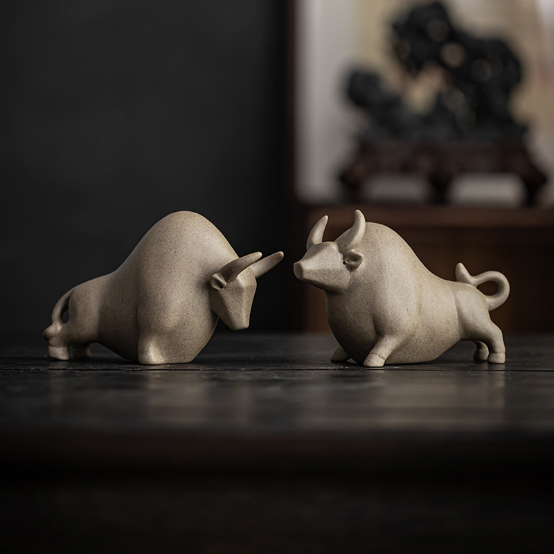 牛摆件创意微景观装饰品盆景假山摆饰鱼缸造景桌面生W肖小动物茶