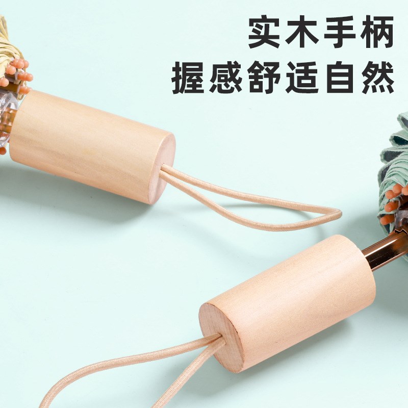 新款三折1d6骨折叠伞加大晴雨两用雨伞日系小清新抗风伞木柄黑胶