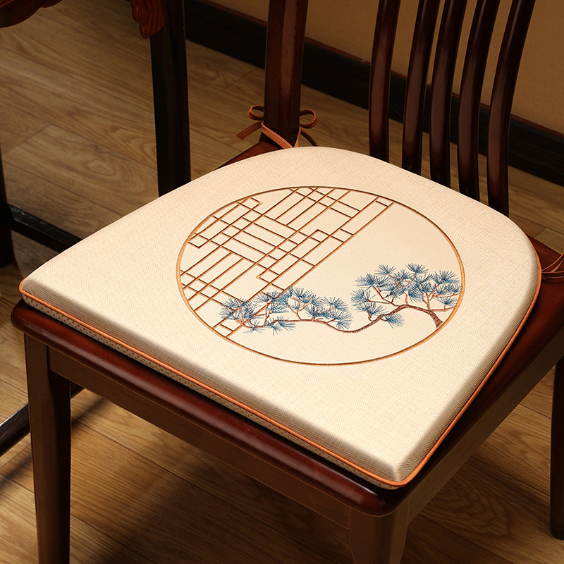 新中式椅子垫坐垫红木餐椅垫餐桌椅梯形垫子马蹄垫椅垫Y凳子垫座