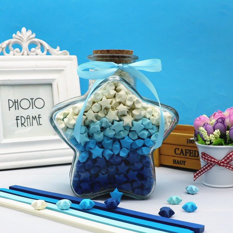 大号五角星瓶幸运星许愿瓶装v星星的木塞玻璃瓶创意520七夕节礼物