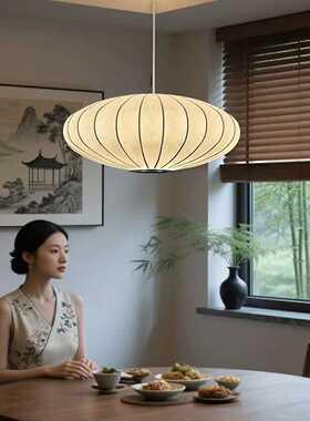 宋式美学蚕丝飞碟餐厅吊灯卧室灯宋代中式禅意茶室灯客厅设计师款