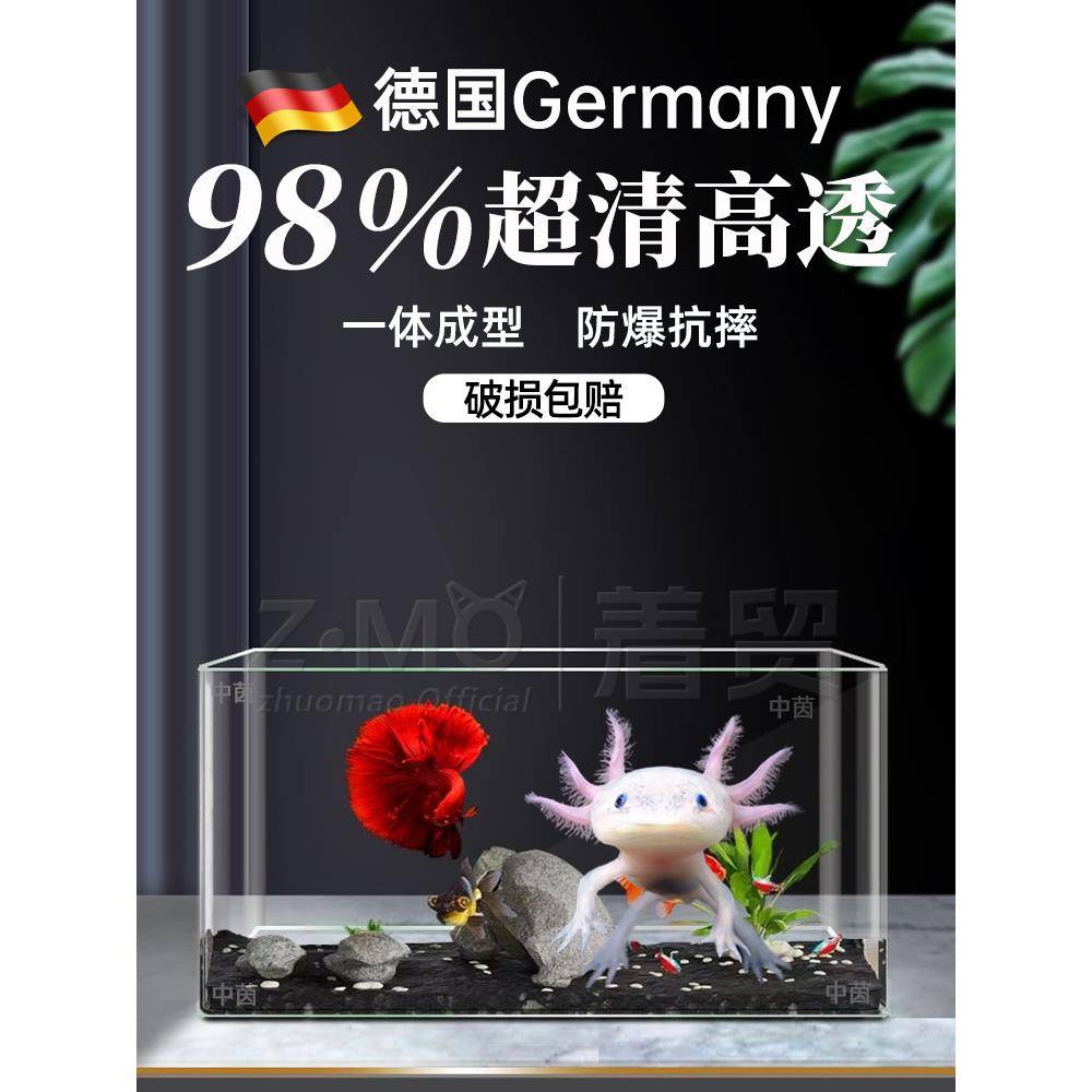 德国亚克力鱼缸一体成型六角恐龙专用缸家用长方形塑料透明仿玻璃