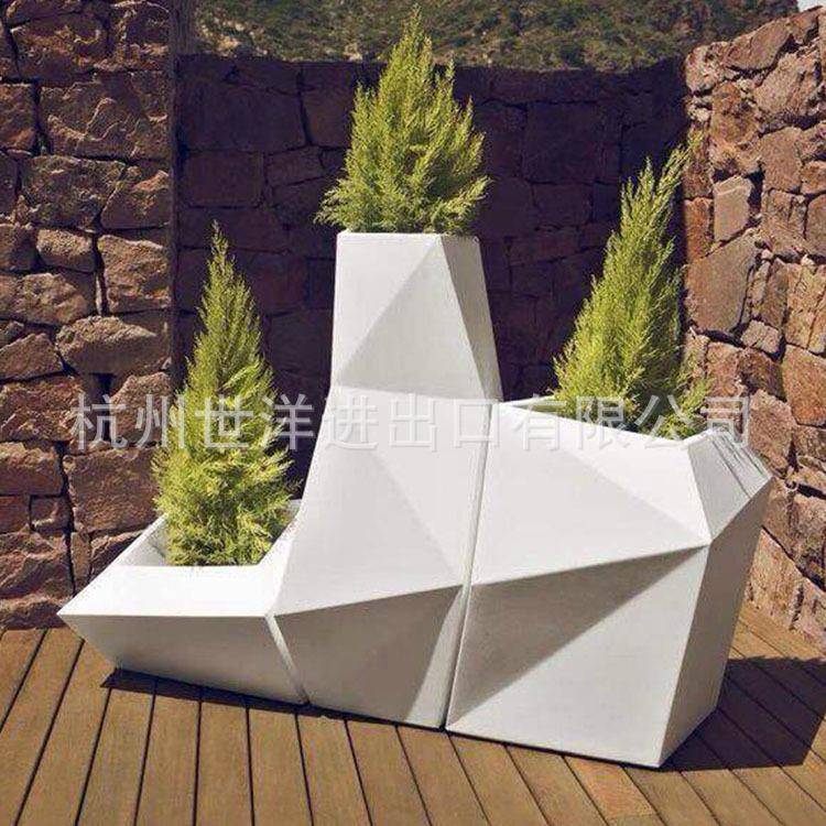 广场商场酒店装饰欧式户外组合玻璃钢花盆 玻璃钢花钵 花箱