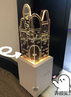 亚克力城堡小夜灯节能智能感应墙角装饰灯卧室过道走廊氛围灯