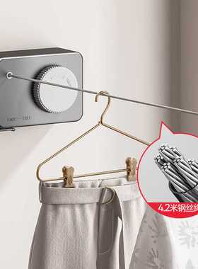 隐形晾衣绳晾衣服神器绳子室内免打孔卫生间隐形伸缩阳台钢丝绳架