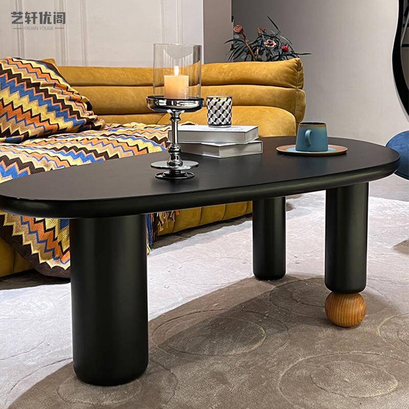 侘寂风个性创意异形茶几 客厅沙发边矮桌子小户型设计白蜡木茶几