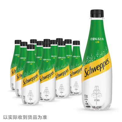 苏打汽泡水怡泉400ml*12瓶柠檬味苏打水可口可乐含糖0糖碳酸饮料