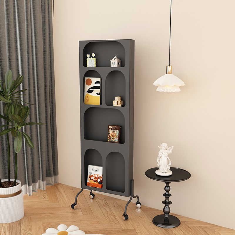 杂志架全身镜可移动旋转落地书镜碳素钢复古穿衣试衣镜子香水柜子