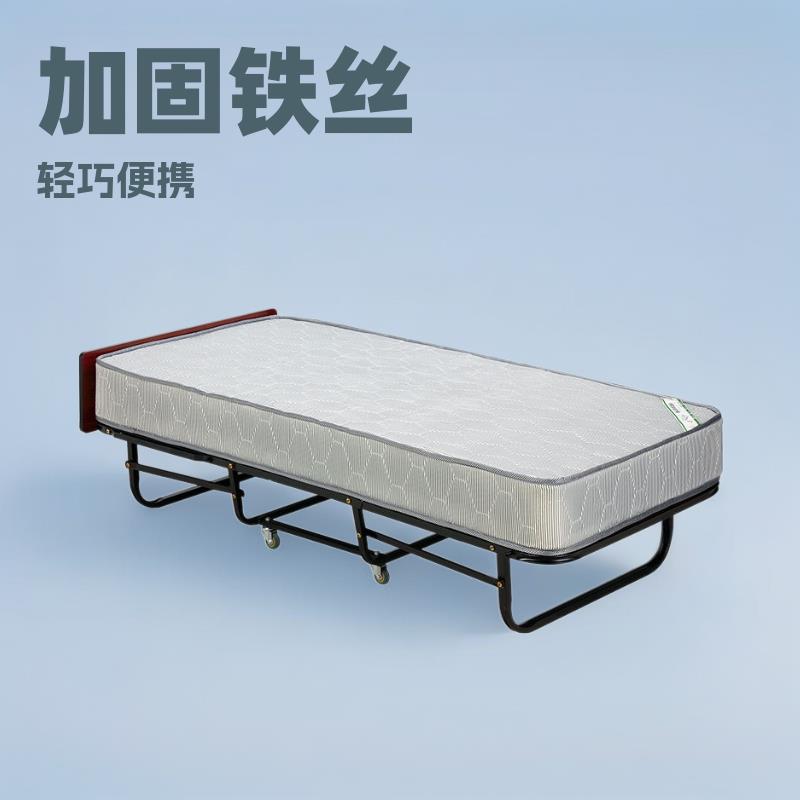加固铁丝条纹布弹簧折叠床家用宿舍便捷简约单人多人弹簧床可折叠