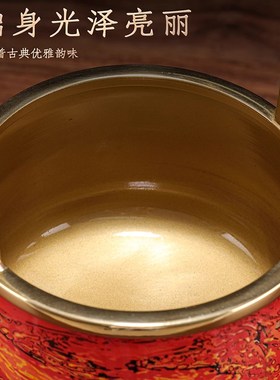 威品列德工艺品财富聚宝鼎盆厅办公室装饰开业礼弗黄铜聚宝客摆件