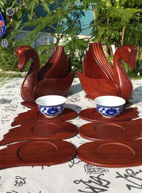 红木茶杯梨缅甸花垫实木质大果紫檀杯宝形家用功夫茶防烫隔热元垫