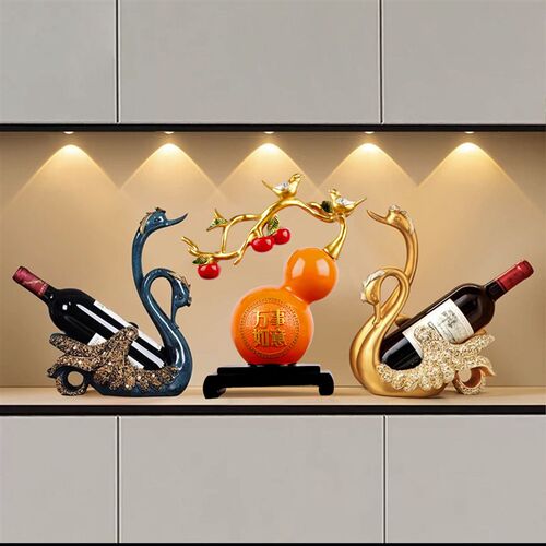 新示式天鹅酒架摆件玄关展中柜客厅电装柜葫芦视饰品乔迁新居礼品