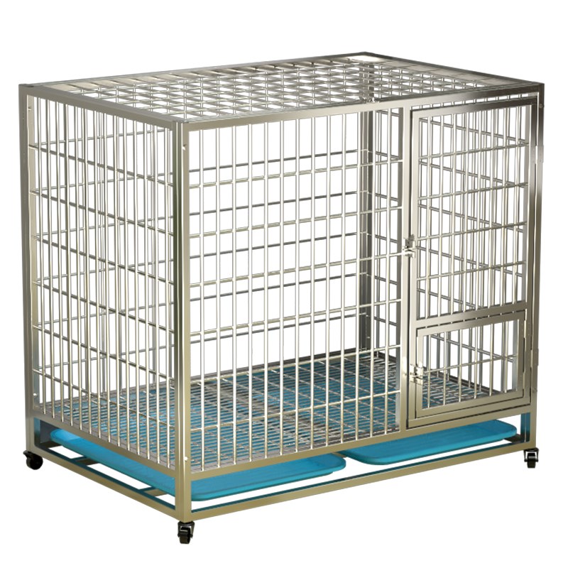 不锈钢条实心狗笼子大中小型犬金毛拉布拉多实验笼加固宠物笼