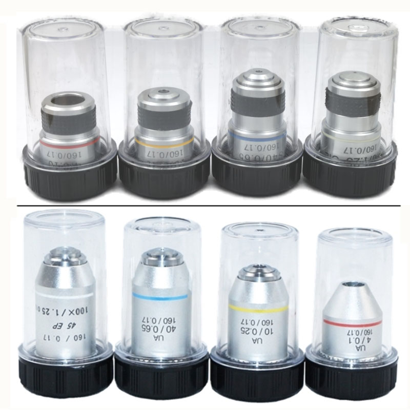 江西凤凰185/195消色差物镜全金属4X10X40X 100X倍生物显微镜物镜