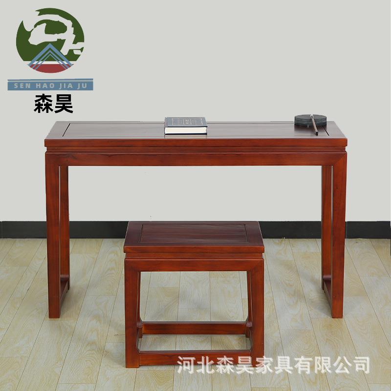 中式古琴桌凳 书房仿古实木共鸣古筝桌凳 老榆木琴桌国学桌