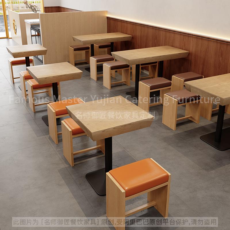 主题餐厅米村拌饭餐饮店桌椅组合商用带抽屉桌子面馆快餐卡座沙发