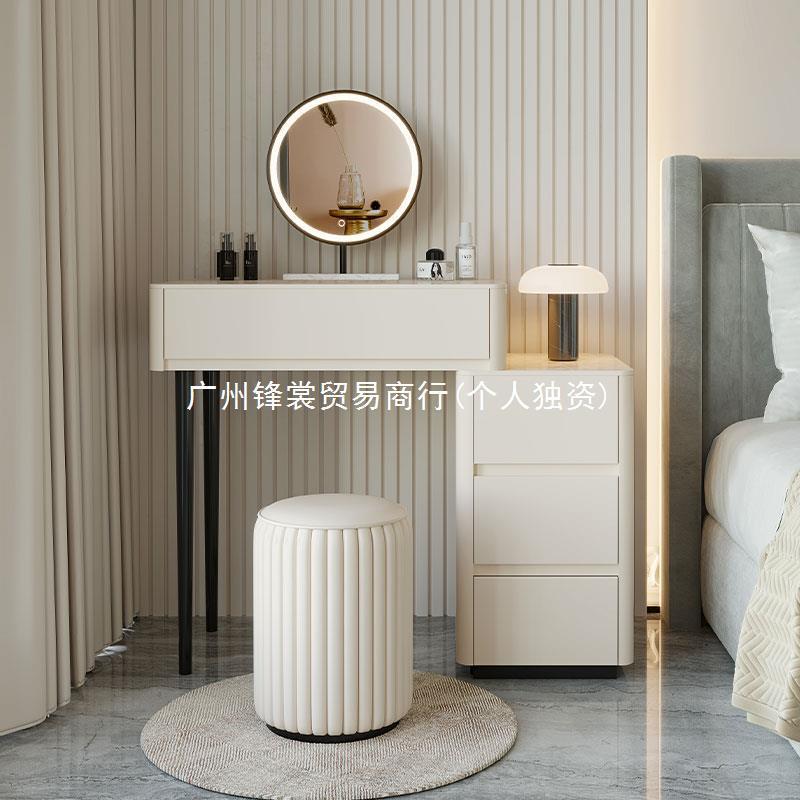 FS奶油风梳妆台轻奢北欧卧室化妆台现代简约多功能公主化妆桌小户
