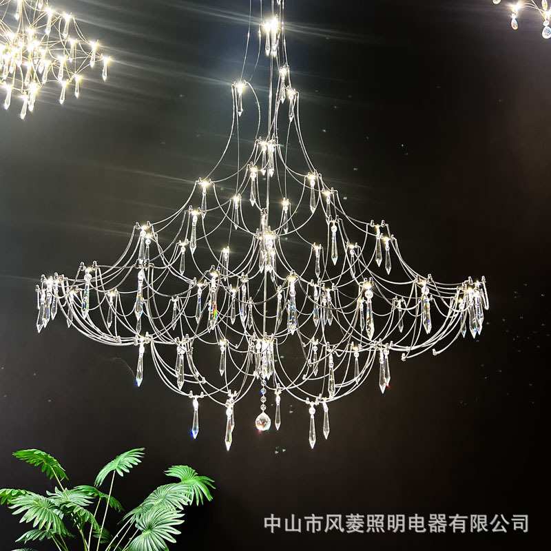 跨境复式楼梯公寓水晶吊灯大厅中空家具展厅光立方样板间家用灯具
