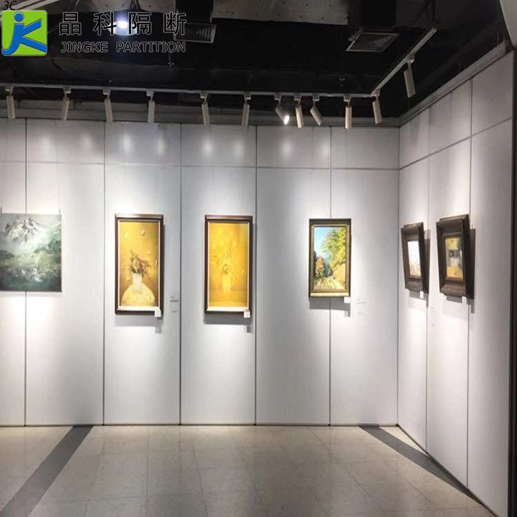 广州展览馆画展装饰移动展板隔断 艺术书画吊轨折叠推拉活动屏风