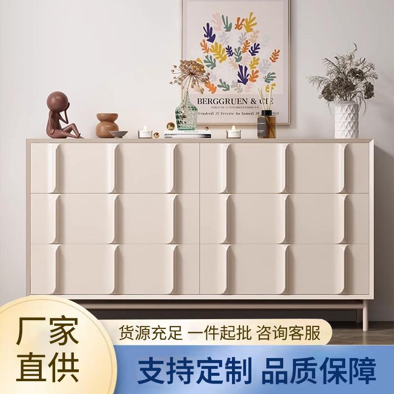 法式实木餐边柜奶油风样板间简约现代储物柜茶水柜客厅卧室储物柜