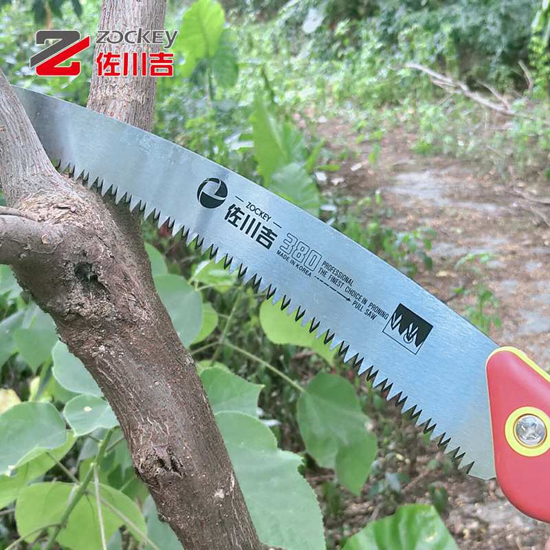 佐川吉380S剪定锯大弯锯塑柄大齿长刃锯切速度快园林果园伐木手锯