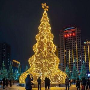 LED发光聖誕樹铁艺豪华圣诞树装饰品圣诞节派对布置美陈灯光装扮