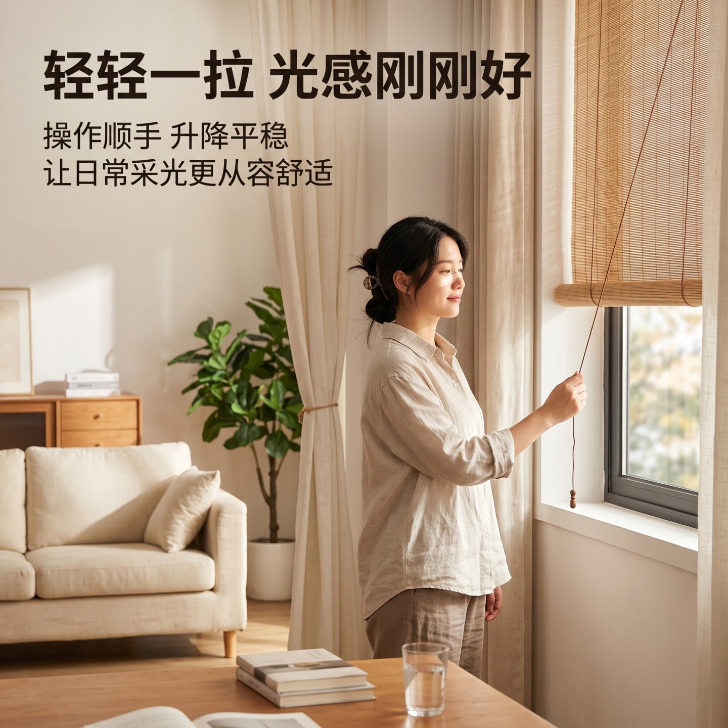 竹帘窗帘卷帘民宿茶室办公隔断帘