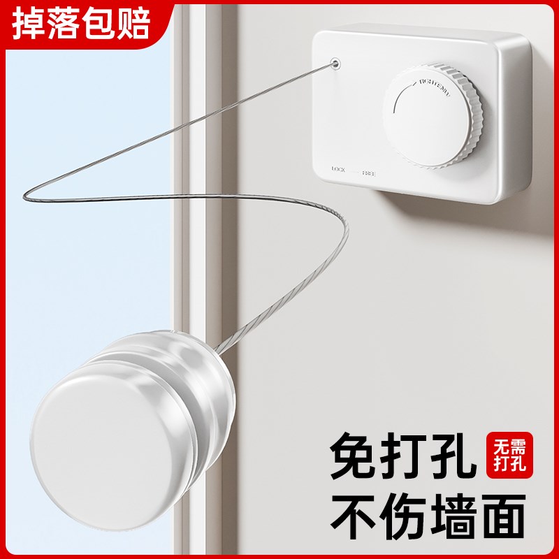 免打孔隐形伸缩晾衣绳室内晾衣神器卫生间阳台白色W收缩晾衣架钢