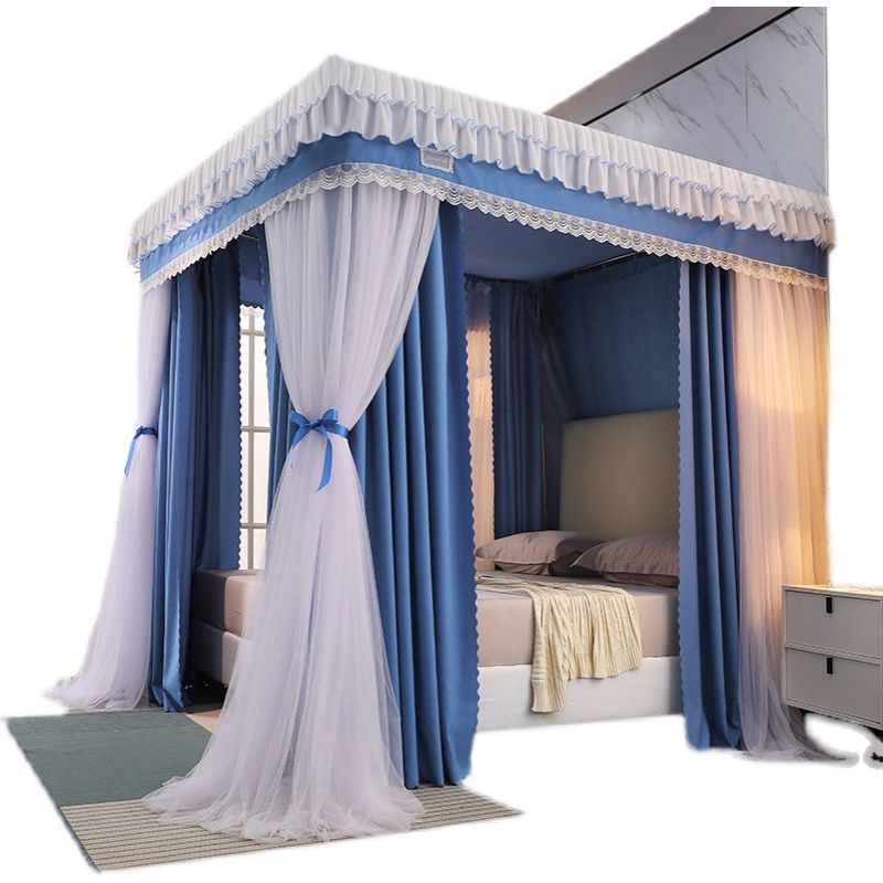 蚊帐新款公主风双层遮光床帘2022家用宫廷卧室防尘1.8m帐纱落地