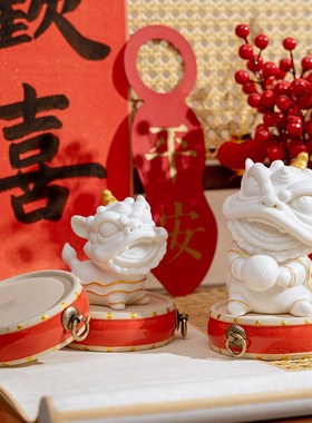 创意陶瓷战鼓底座花瓶摆件鱼缸佛像奇石水族箱绿植多功能底座底托