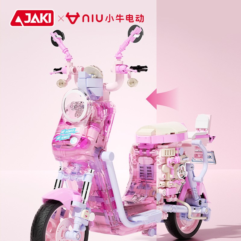 JAKI佳奇小牛电动车益智拼装积木儿童小颗粒玩具生日礼物桌面摆件