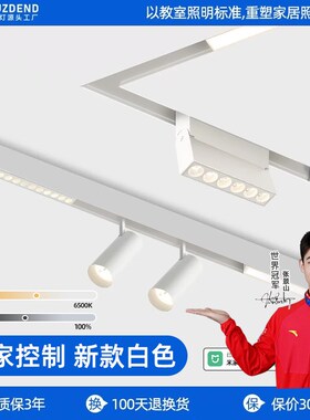 无主灯长条灯白色明装磁吸轨道灯护眼客厅全套led智能导轨射灯