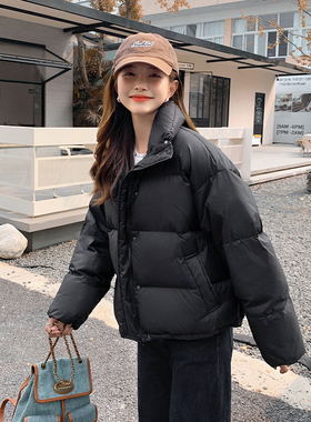 短款羽绒服女2025年冬新款小个子宽松加厚立领95白鸭绒面包服外套