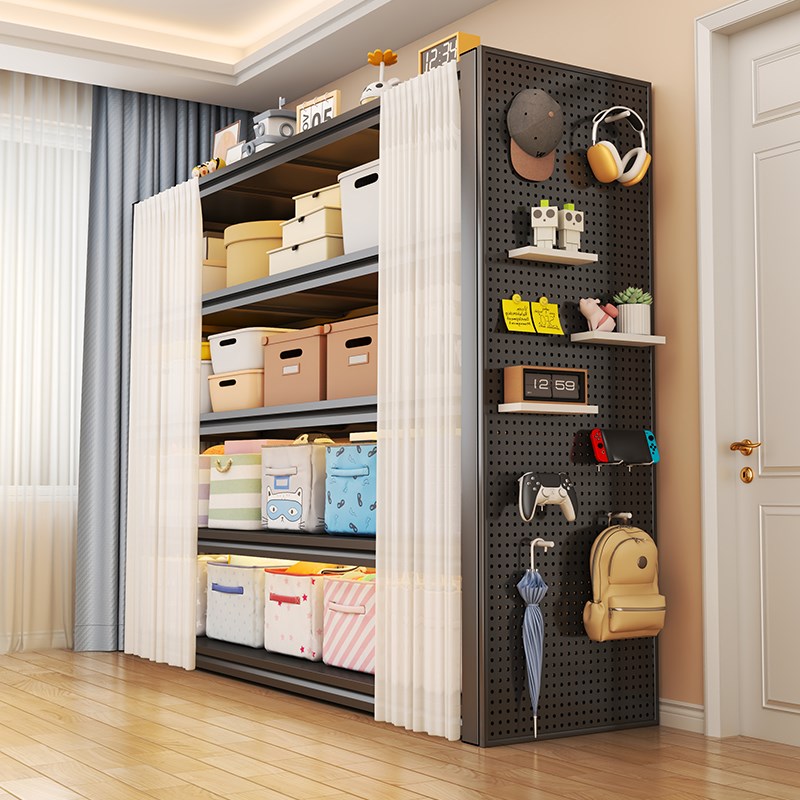 置物架多层收纳架客厅书架防尘帘储物架J阳台洞洞板整理架落地货