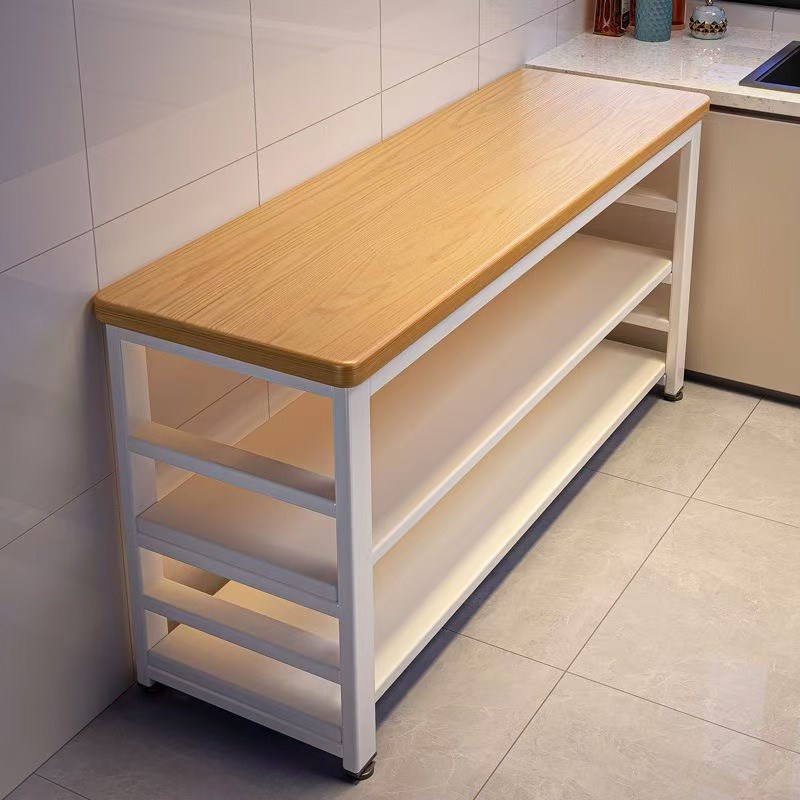 厨房置物架落地微波炉架切菜桌多功G能家用长方形小长桌收纳架淘