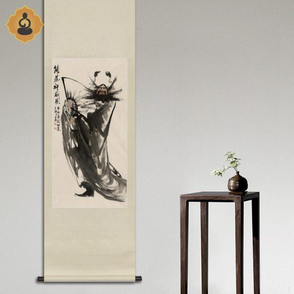 竖幅写意水墨人物国画钟馗纳福画像书房玄关中式画轴卷轴画框挂画,家居饰品,国画,淘宝优惠券,粉丝福利购,淘宝优惠卷