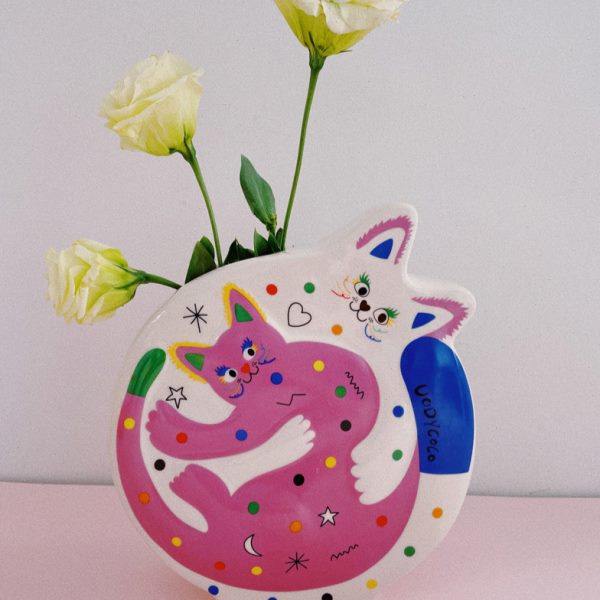 有蒂棵棵甜心猫花瓶陶瓷创意摆件客厅简约现代摆件多巴胺,家居饰品,花瓶,淘宝优惠券,粉丝福利购,淘宝优惠卷