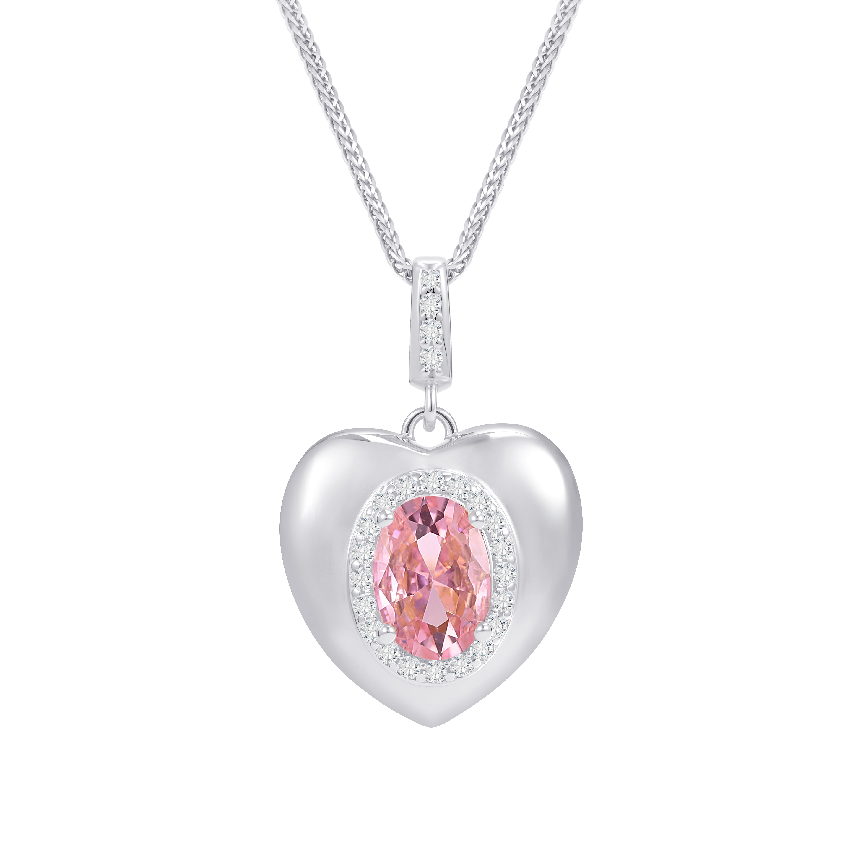 S925纯银永恒之心项链中古粉色心形吊坠海洋之心高级感毛衣链女款