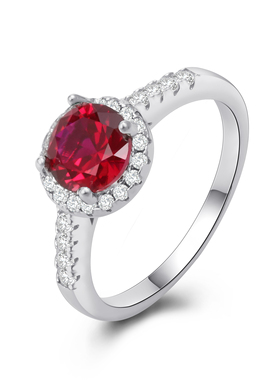 S925银红色宝石戒指女款时尚指环简约中性KAANJEWELRY经典百搭