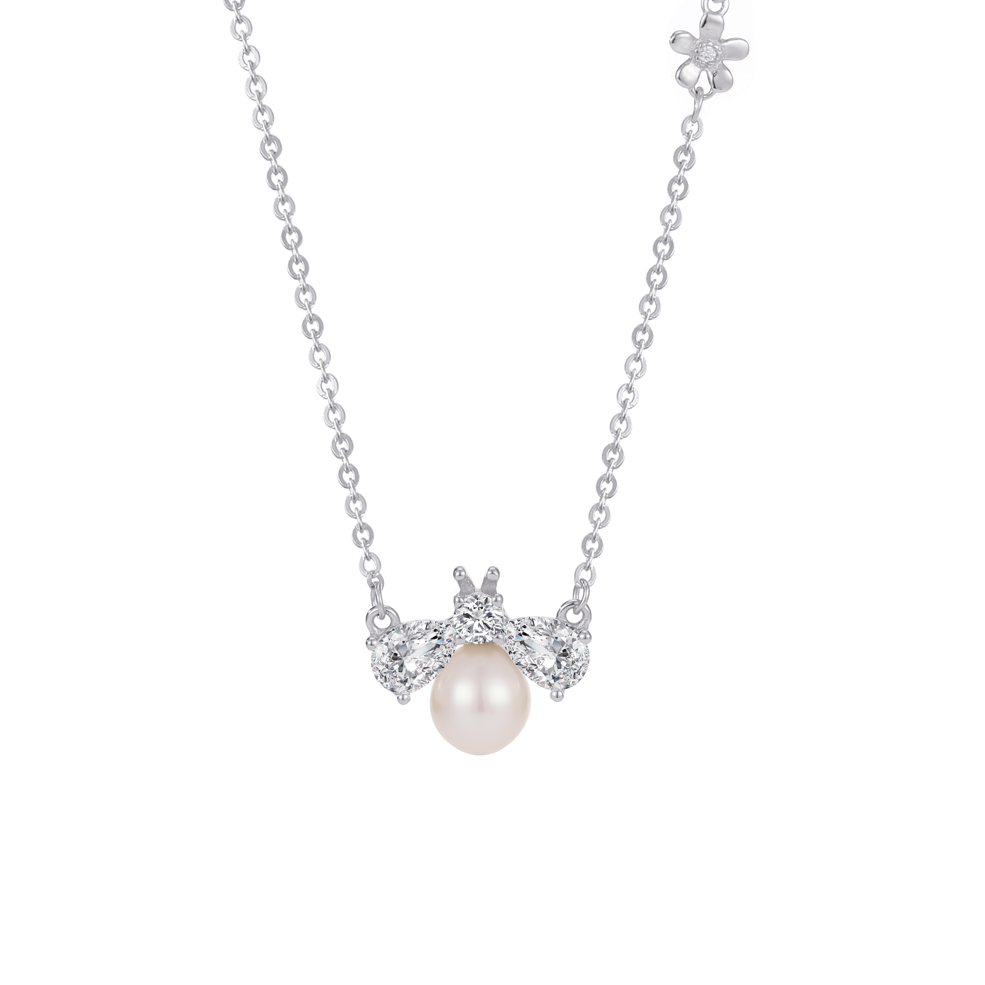 925银小蜜蜂锁骨链珍珠时尚项链