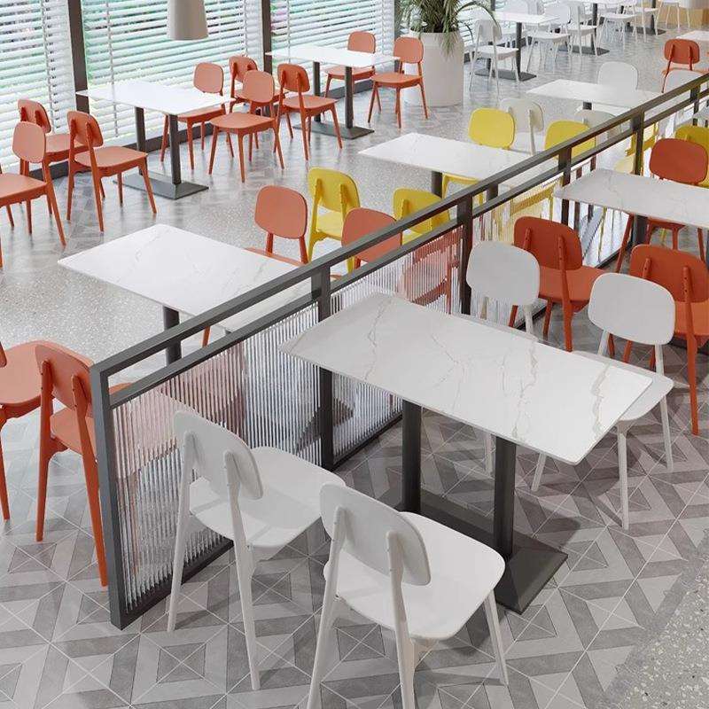 学校公司食堂餐饮桌椅小吃店面馆汉堡奶茶咖啡厅岩板快餐桌椅商用
