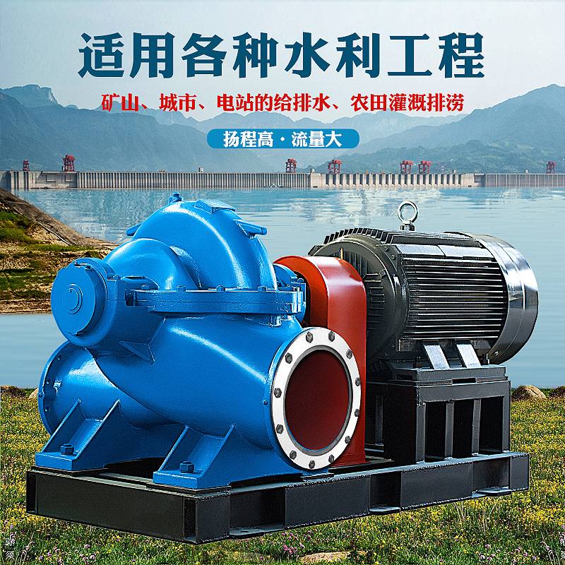 S/SH双吸离心泵大流量排灌防洪泄涝中开式大型工业抽海水农用灌溉