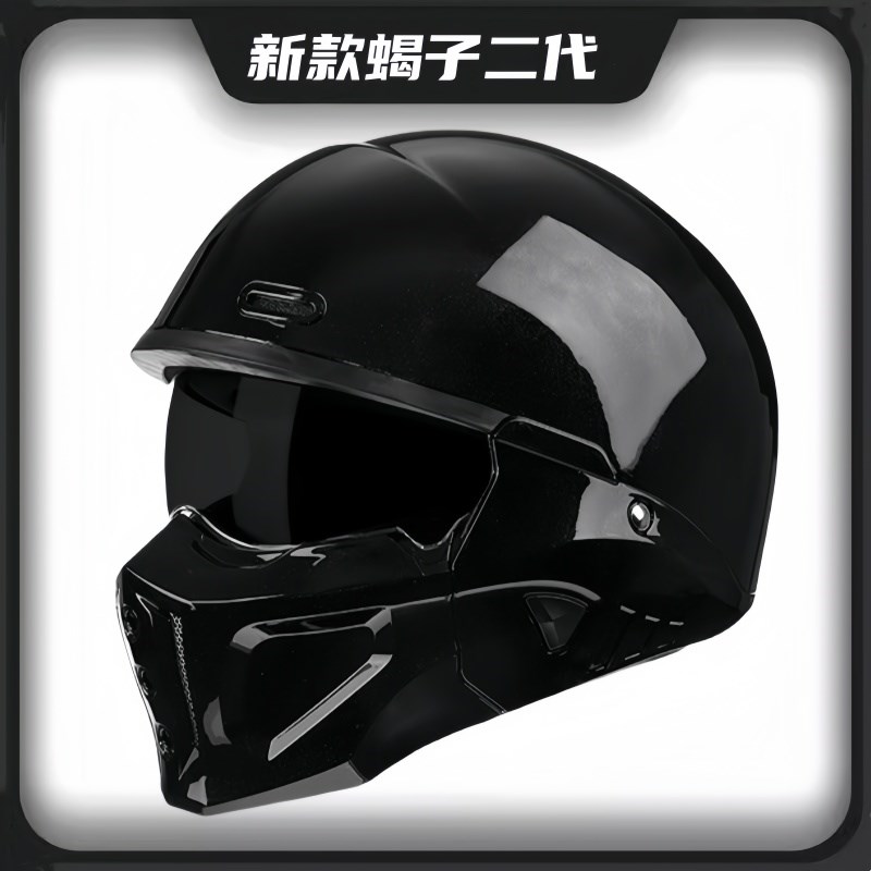新国标3Cd加大码战士组合蝎子头盔复古摩托巡航机车头盔轻便全盔