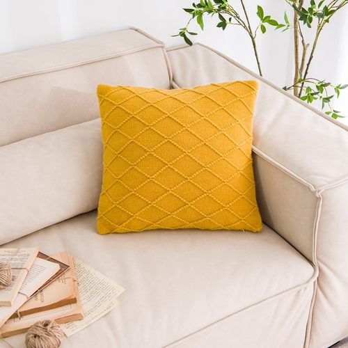 纯色抱枕轻奢风菱形格酒店民宿靠枕卧室沙发靠R腰枕芯枕套床头靠