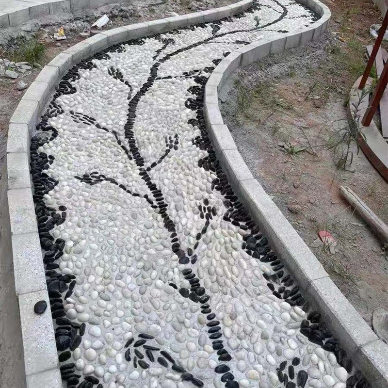 50斤白色抛光鹅卵n石大小鹅软石雨花石原石庭院阳台铺路铺地白石