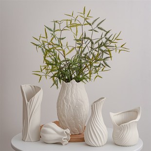斯堪的纳维亚风格陶瓷素白花瓶可访问豪华高端水提干花插花艺T术
