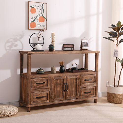 入户玄关柜中式客厅北欧胡桃木置物F架斗柜茶水柜实木餐边柜储物